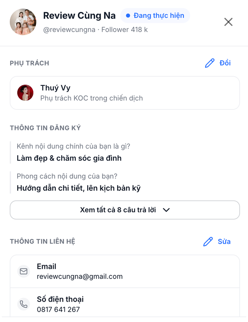 Chọn KOC và quản lý hợp tác